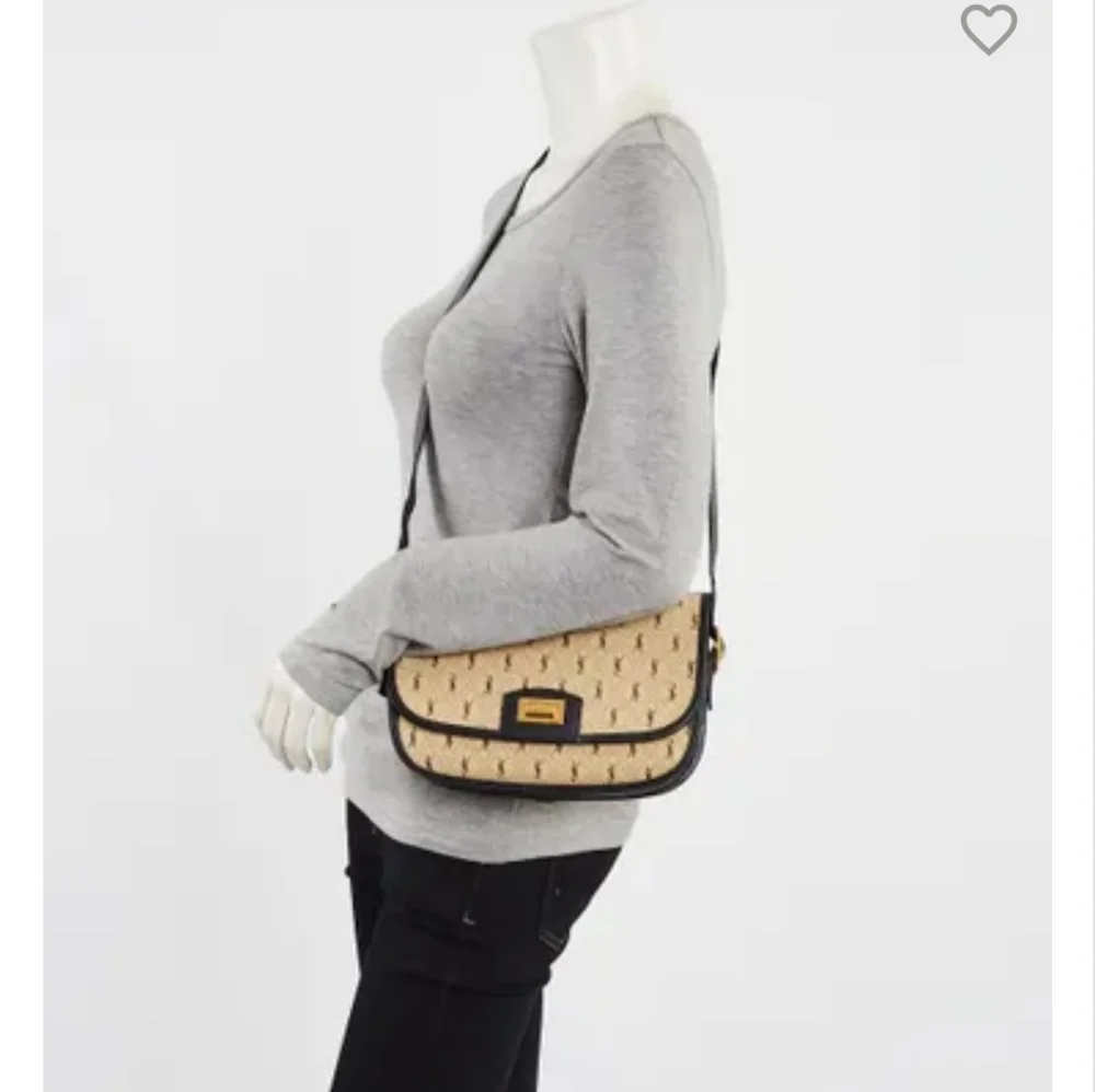 Yves Saint LaurentBeige/Navy Canvas Monogram Satchel Crossbody Bag